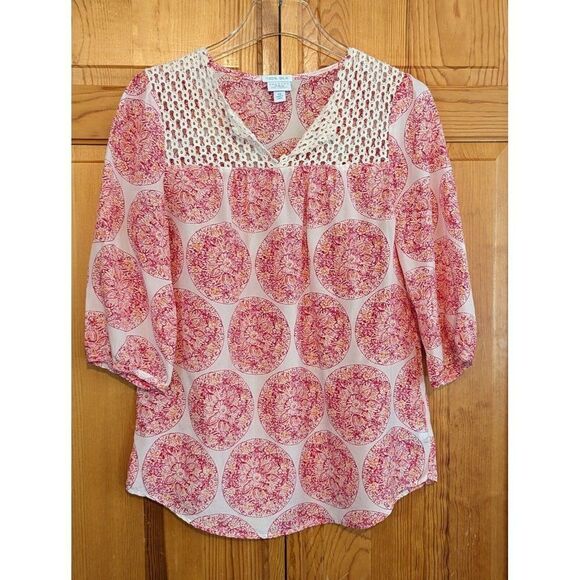 Boho Peasant Top 100% Silk Calypso ST. Barth - Picture 1 of 12
